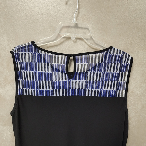 NWOT Calvin Klein Black Sleeveless Top Sheer Neckline Multi Colored Neckline XL - Picture 7 of 9